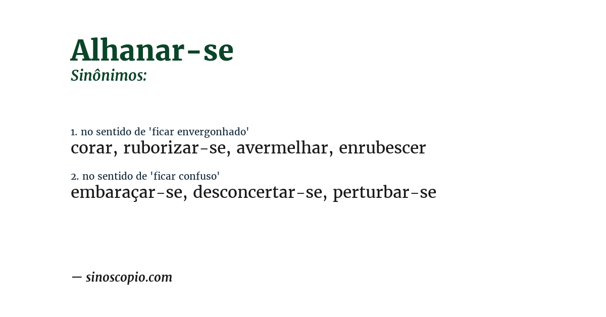 Sinônimo de alhanar-se
