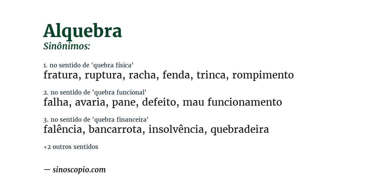 Sinônimo de alquebra