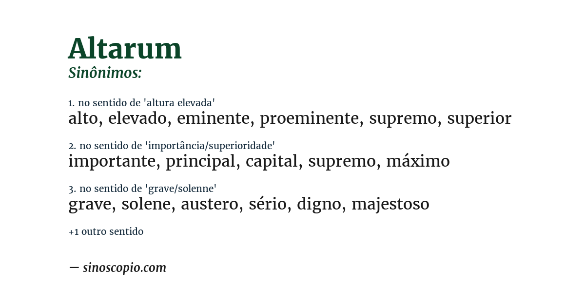Sinônimo de altarum