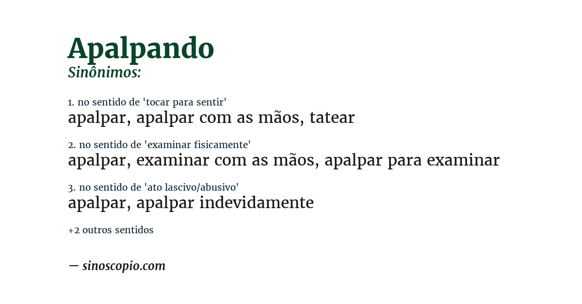 Sinônimo de apalpando