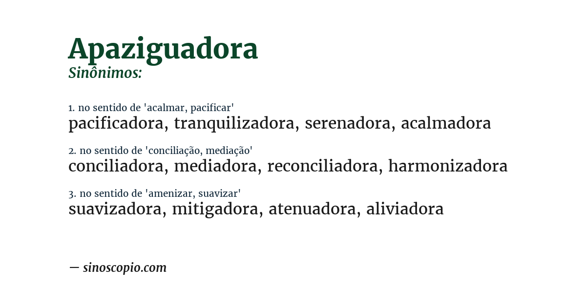 Sinônimo de apaziguadora