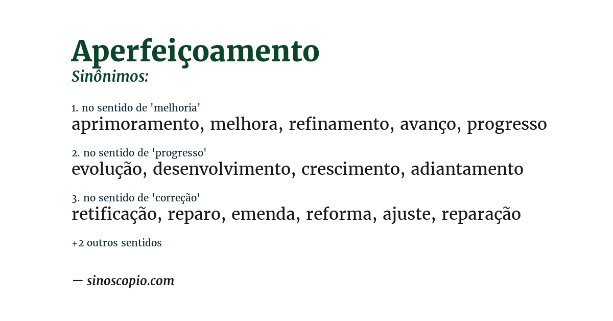 Sinônimo de aperfeiçoamento