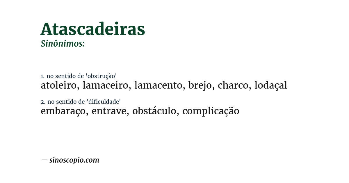 Sinônimo de atascadeiras