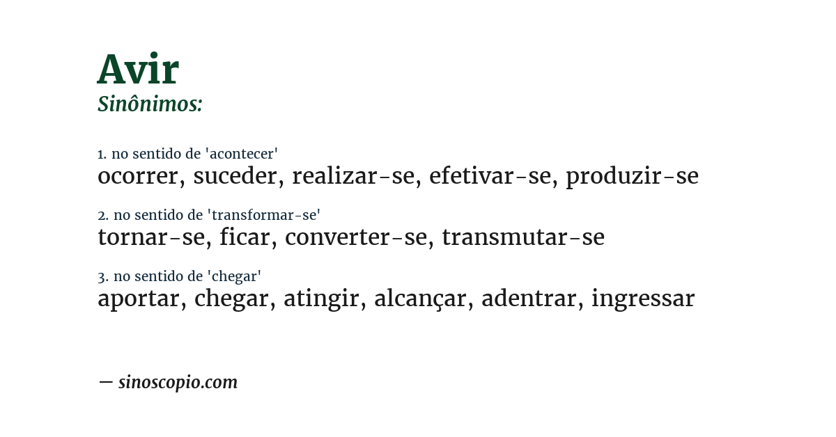 Sinônimo de avir