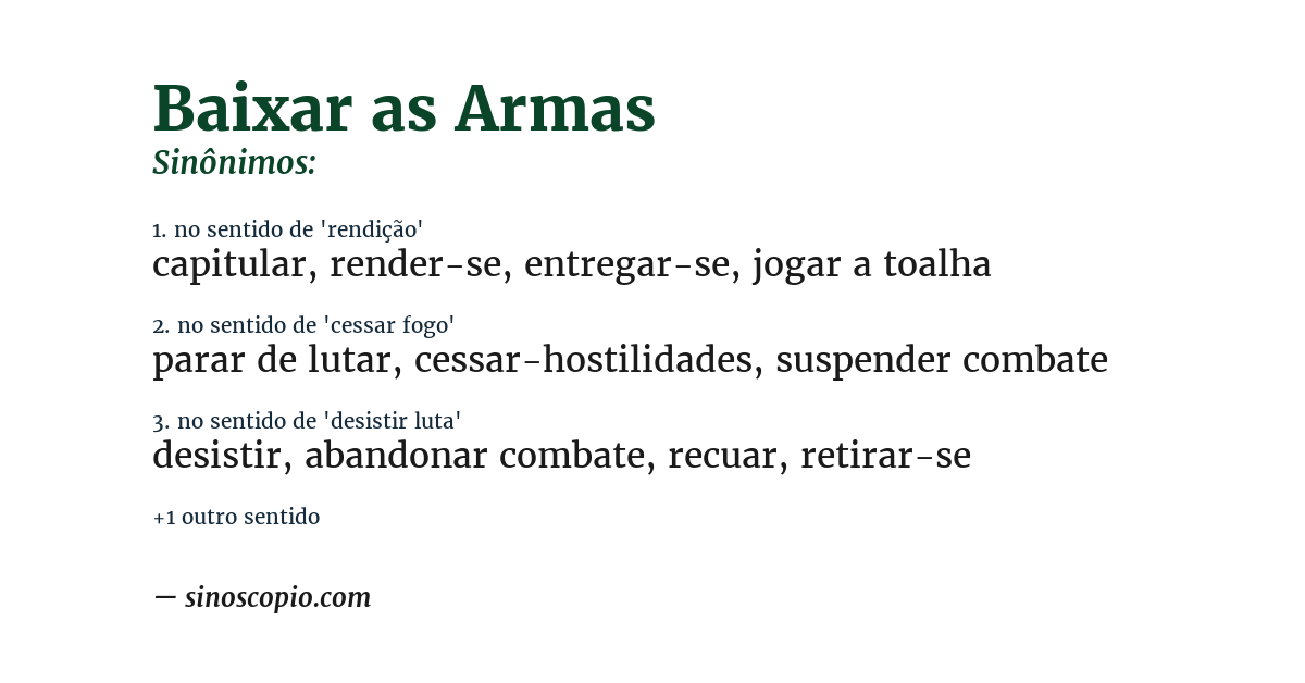 Sinônimo de baixar as armas