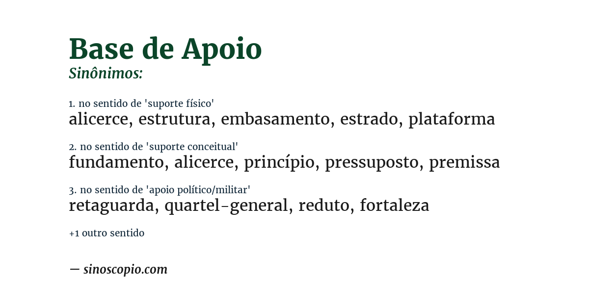 Sinônimo de base de apoio