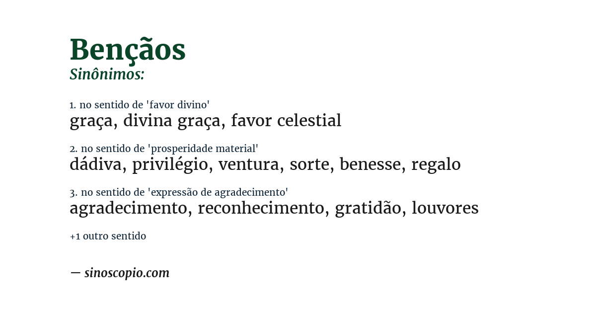 Sinônimo de bençãos