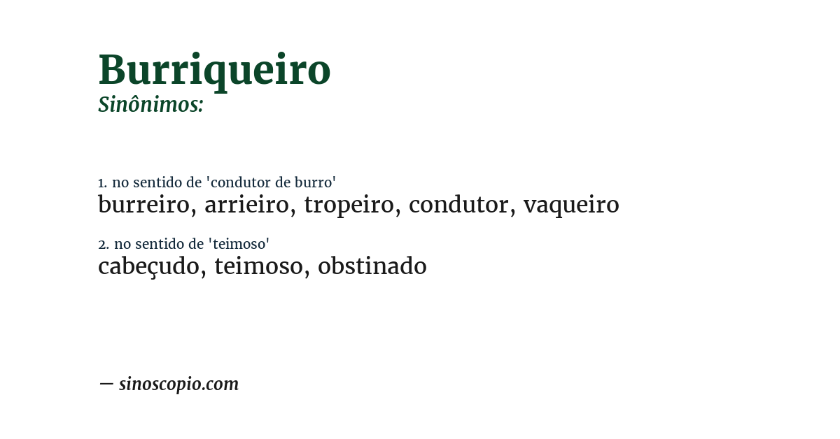 Sinônimo de burriqueiro