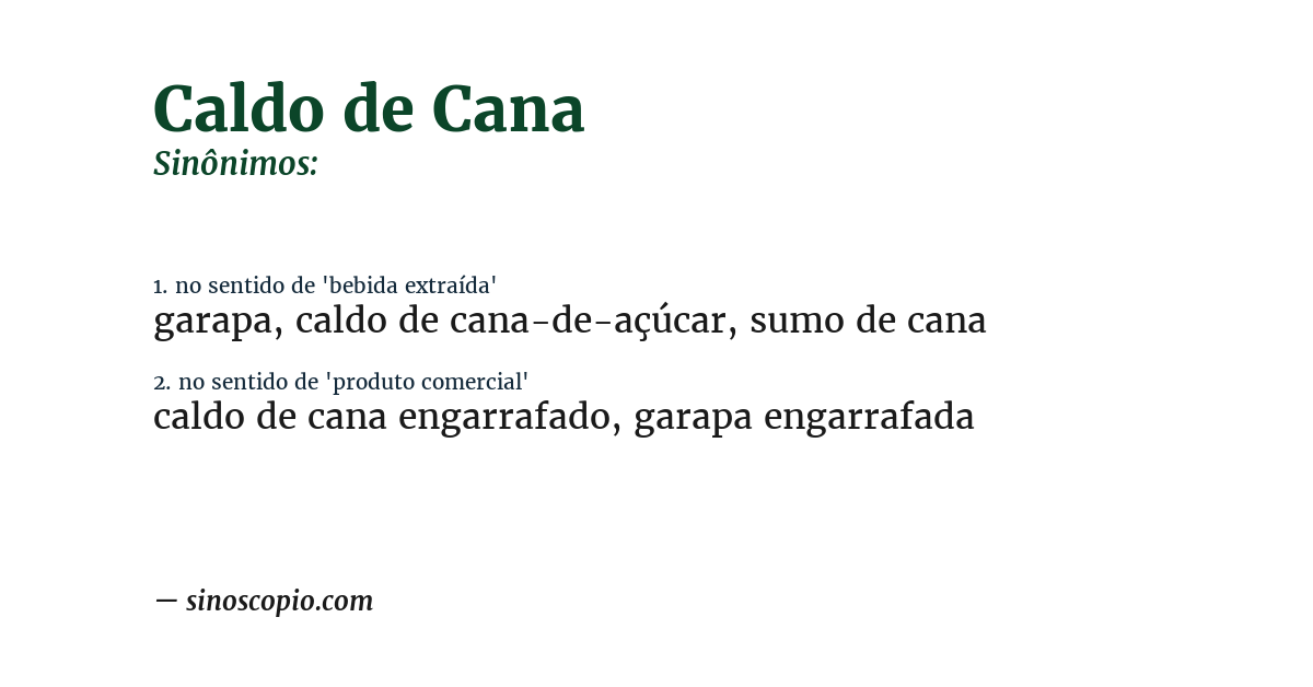 Sinônimo de caldo de cana