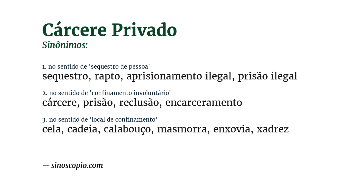 Sinônimo de cárcere privado