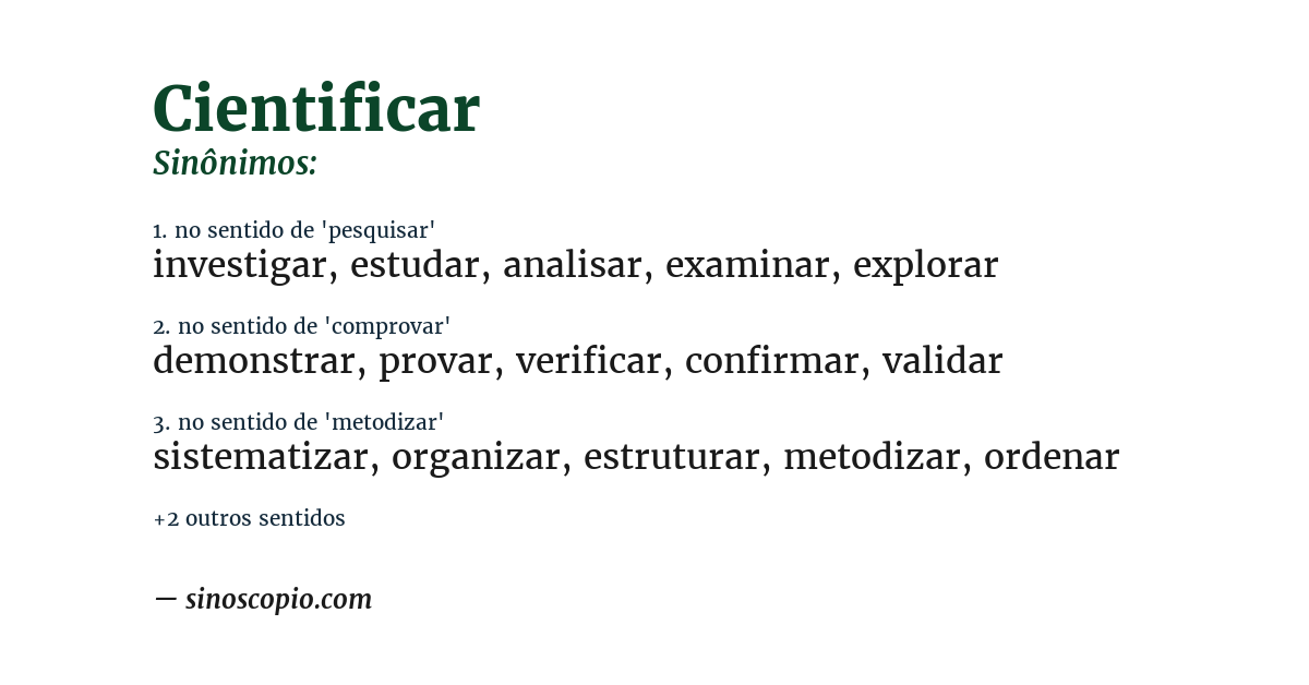 Sinônimo de cientificar