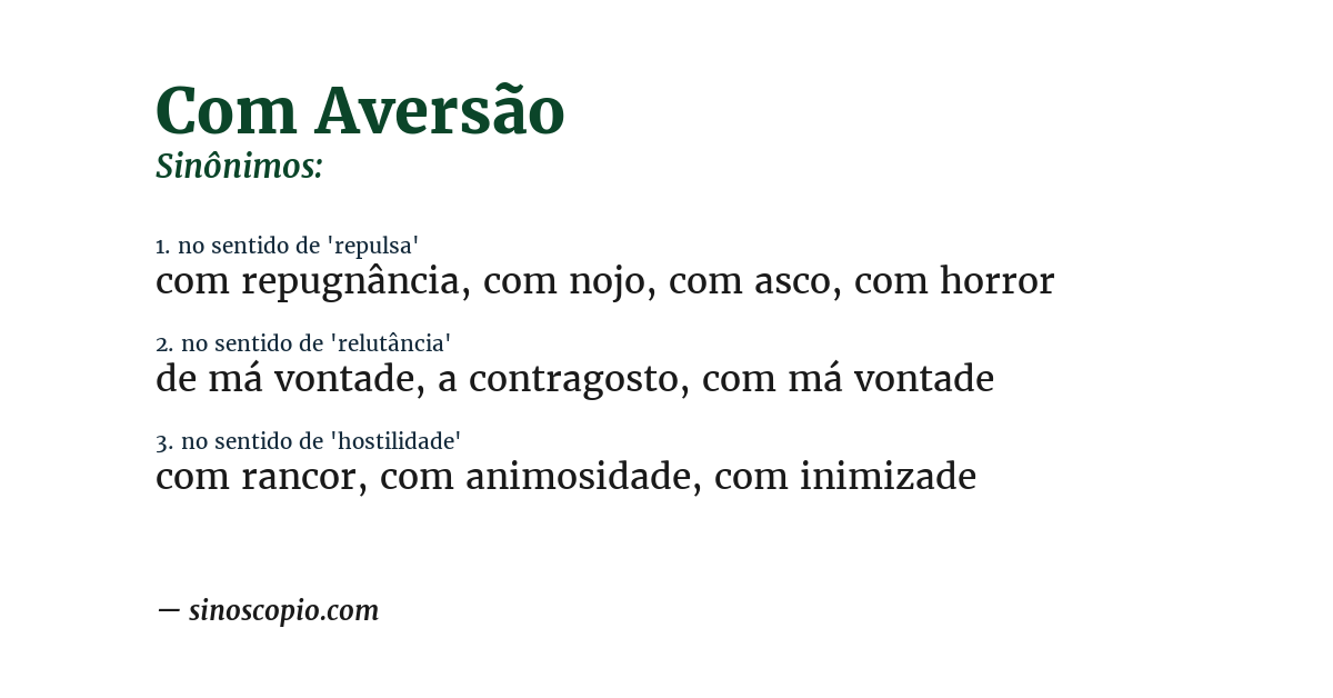 Sinônimo de com aversão