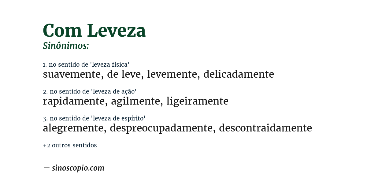Sinônimo de com leveza
