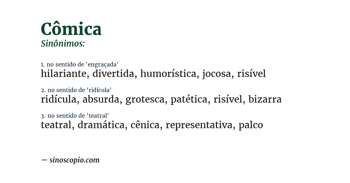 Sinônimo de cômica