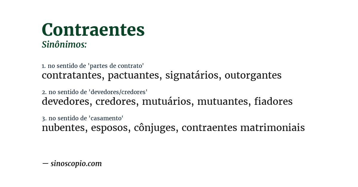 Sinônimo de contraentes