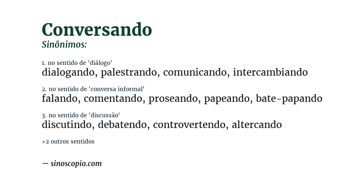 Sinônimo de conversando