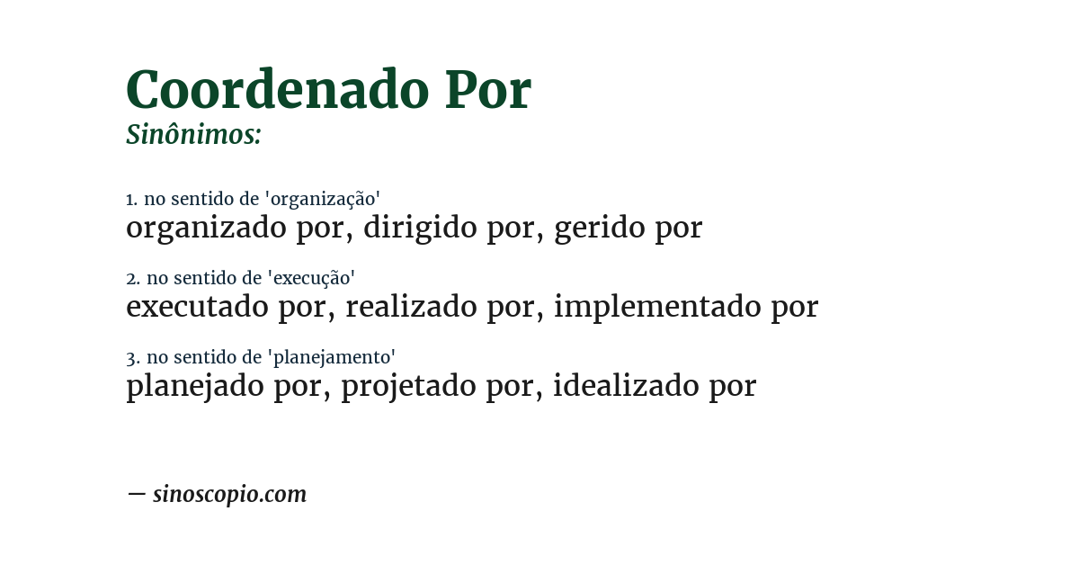 Sinônimo de coordenado por