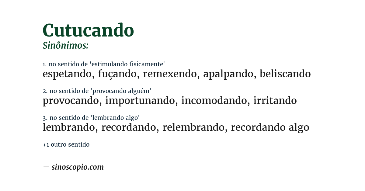 Sinônimo de cutucando