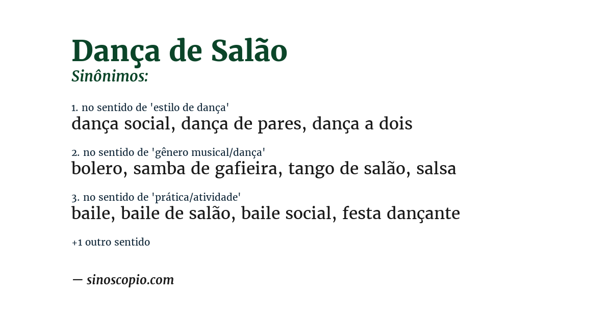 Sinônimo de dança de salão