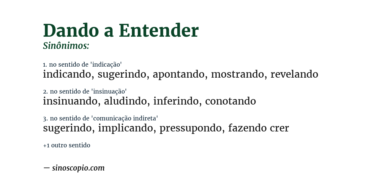 Sinônimo de dando a entender