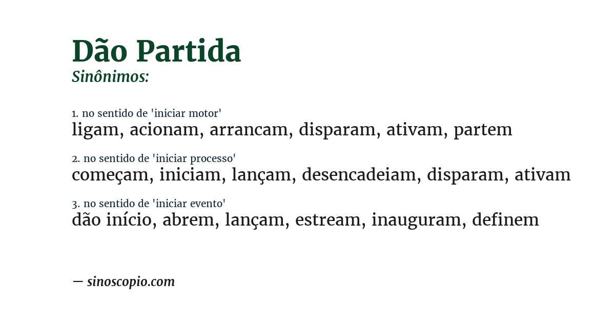 Sinônimo de dão partida