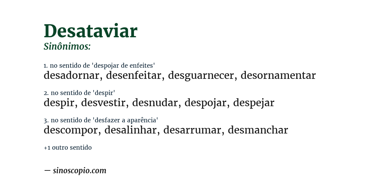 Sinônimo de desataviar