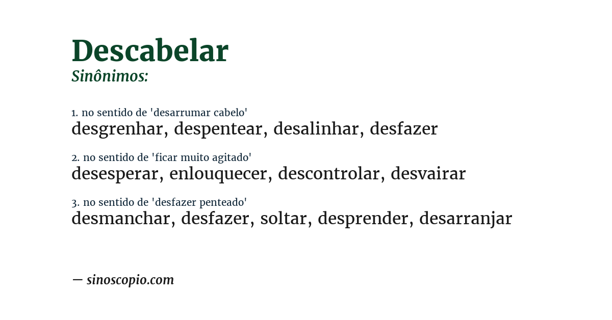 Sinônimo de descabelar