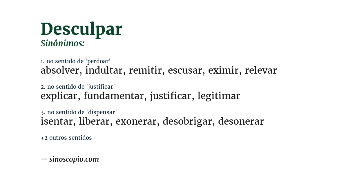 Sinônimo de desculpar