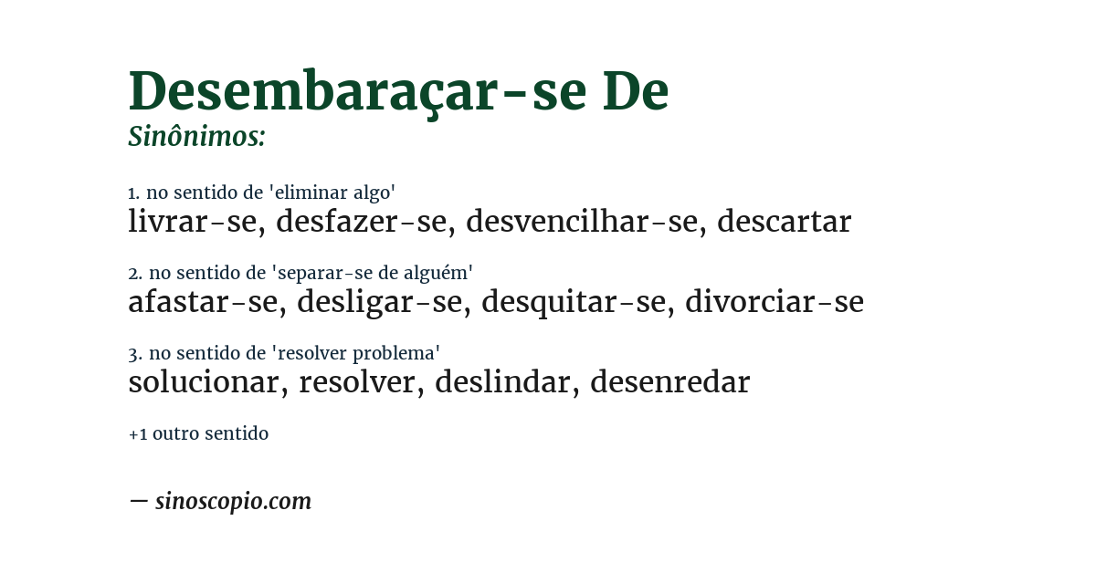Sinônimo de desembaraçar-se de