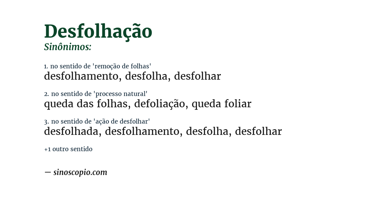 Sinônimo de desfolhação