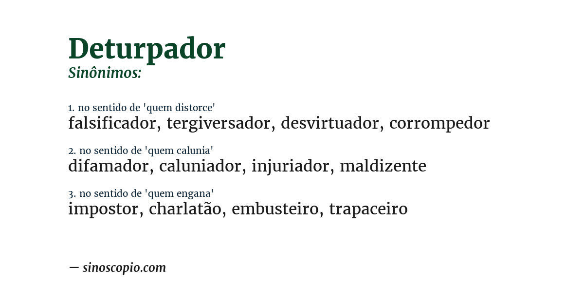 Sinônimo de deturpador