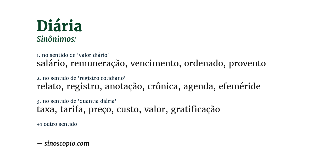 Sinônimo de diária