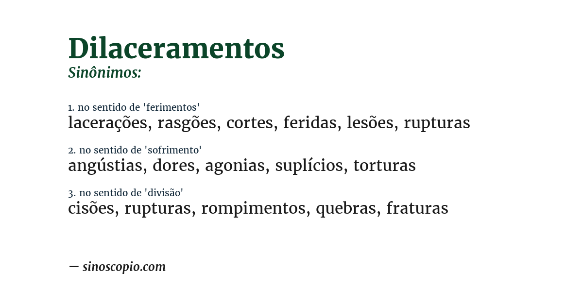 Sinônimo de dilaceramentos
