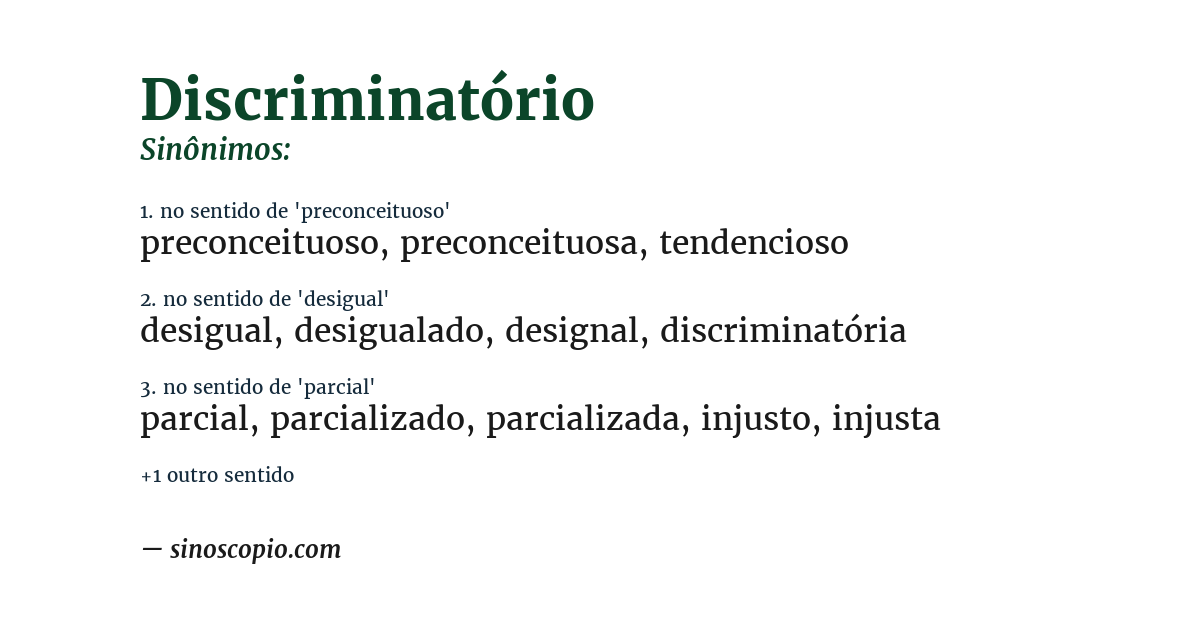 Sinônimo de discriminatório