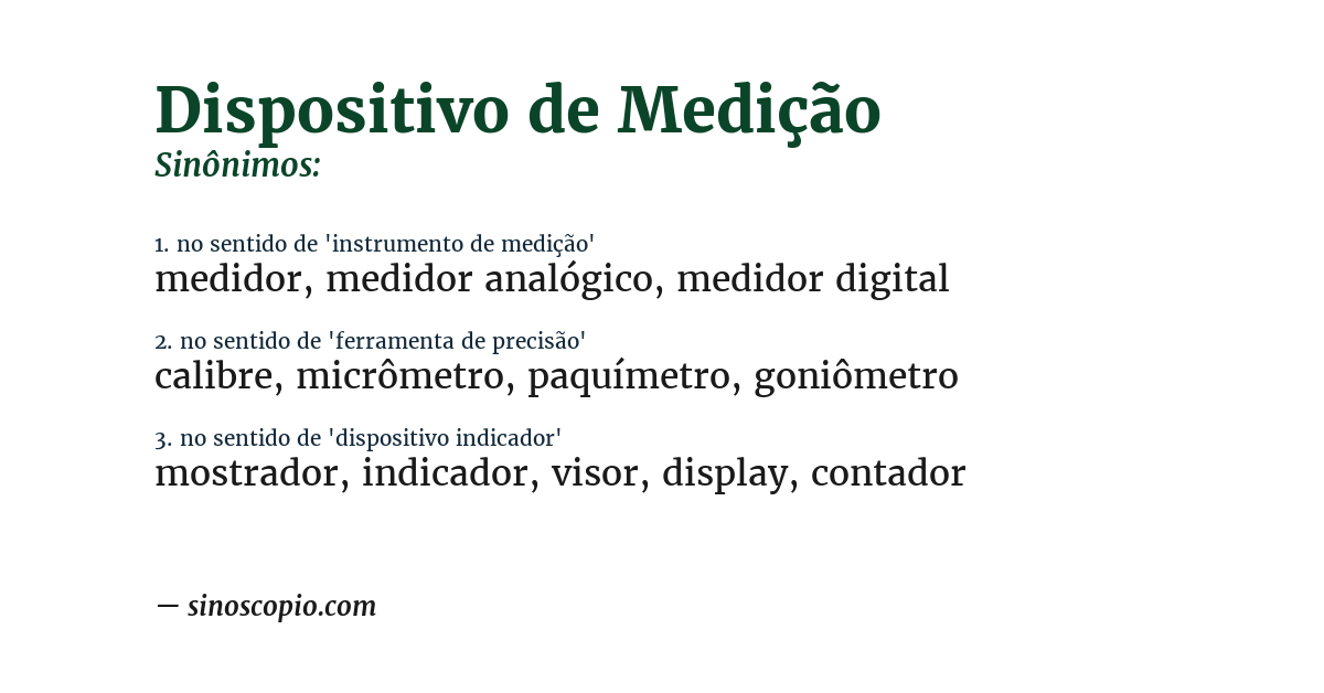 Sinônimo de dispositivo de medição
