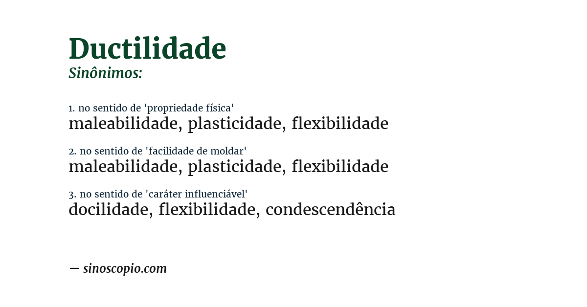 Sinônimo de ductilidade