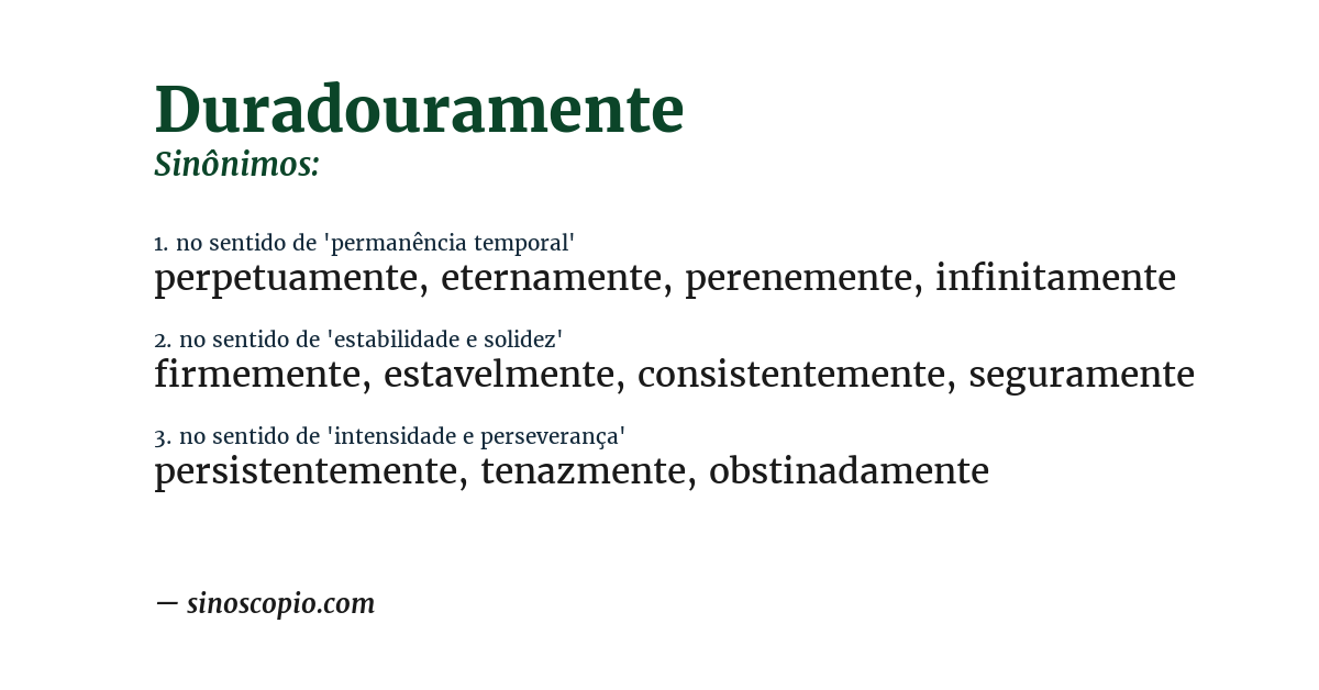 Sinônimo de duradouramente