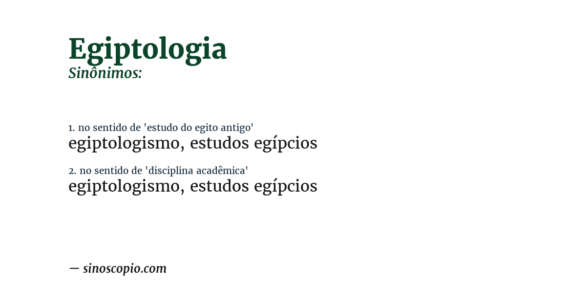 Sinônimo de egiptologia