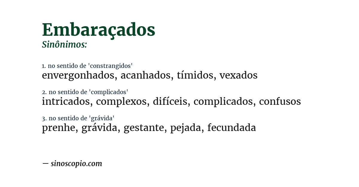 Sinônimo de embaraçados