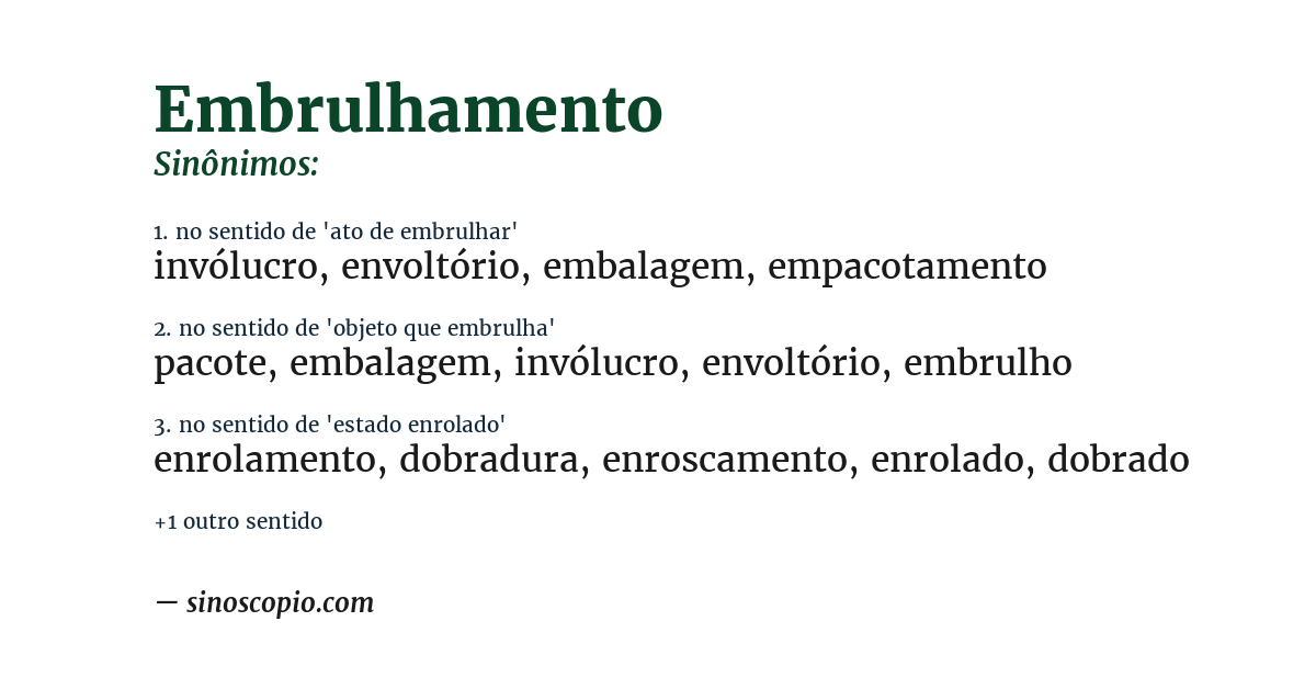 Sinônimo de embrulhamento