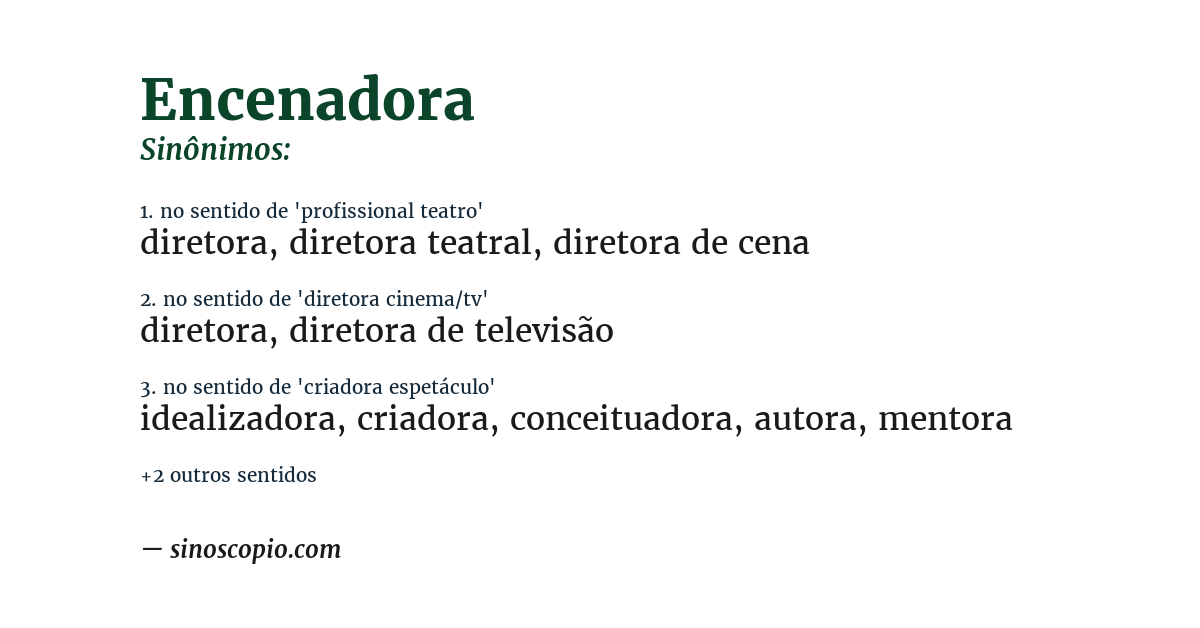 Sinônimo de encenadora