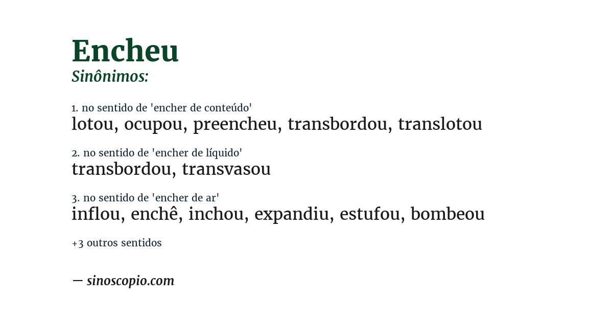 Sinônimo de encheu