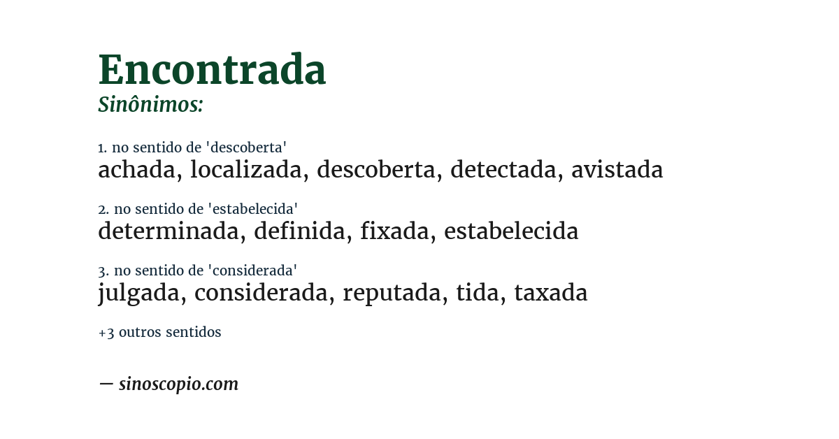 Sinônimo de encontrada