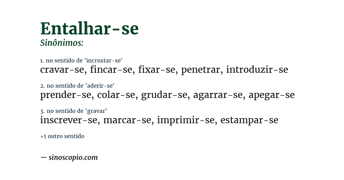 Sinônimo de entalhar-se