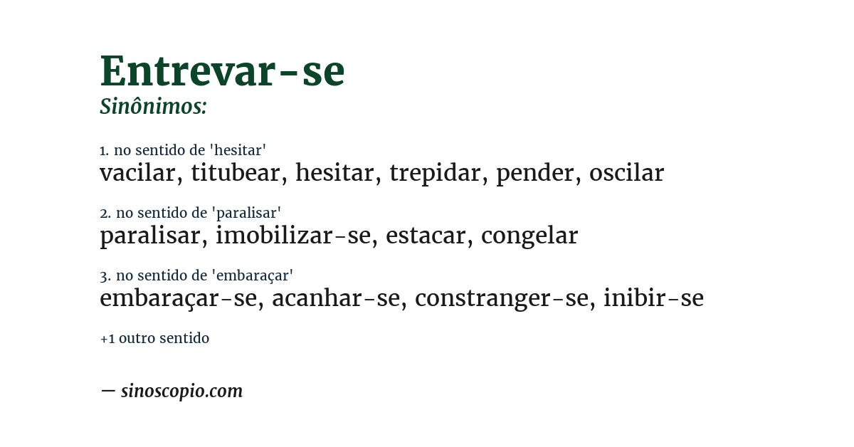 Sinônimo de entrevar-se