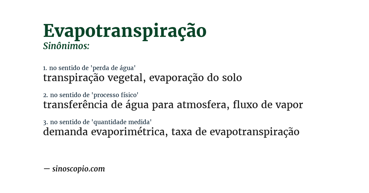 Sinônimo de evapotranspiração
