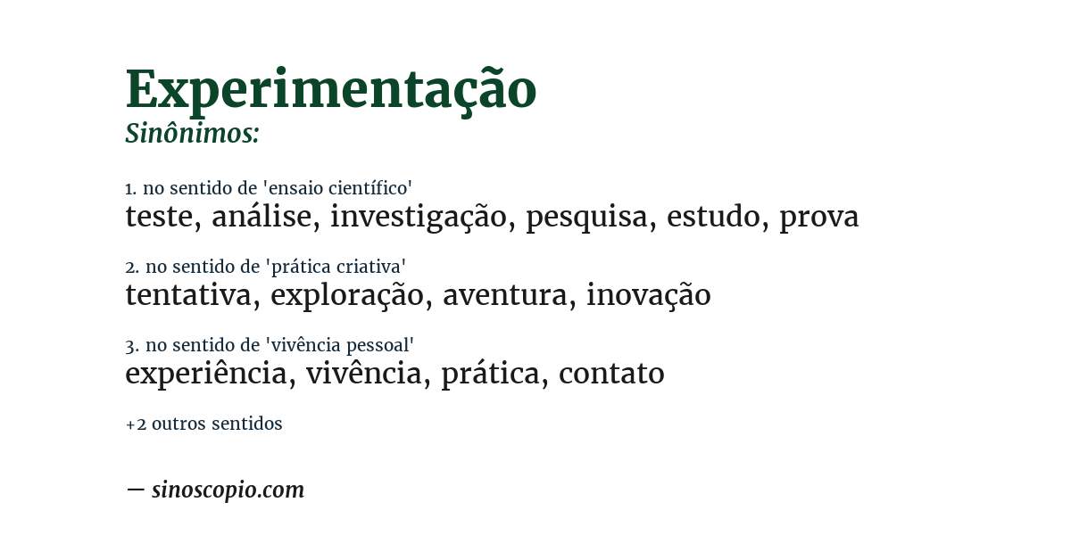 Sinônimo de experimentação