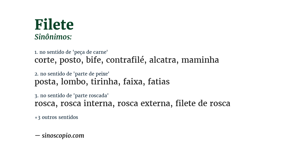 Sinônimo de filete