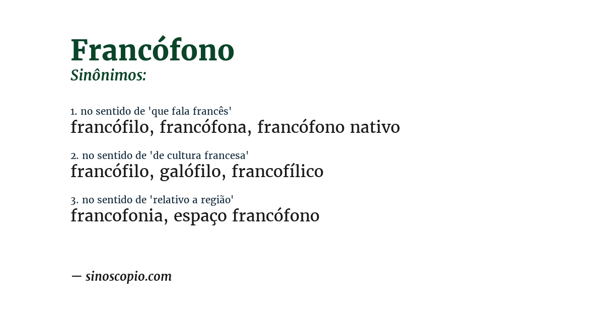 Sinônimo de francófono