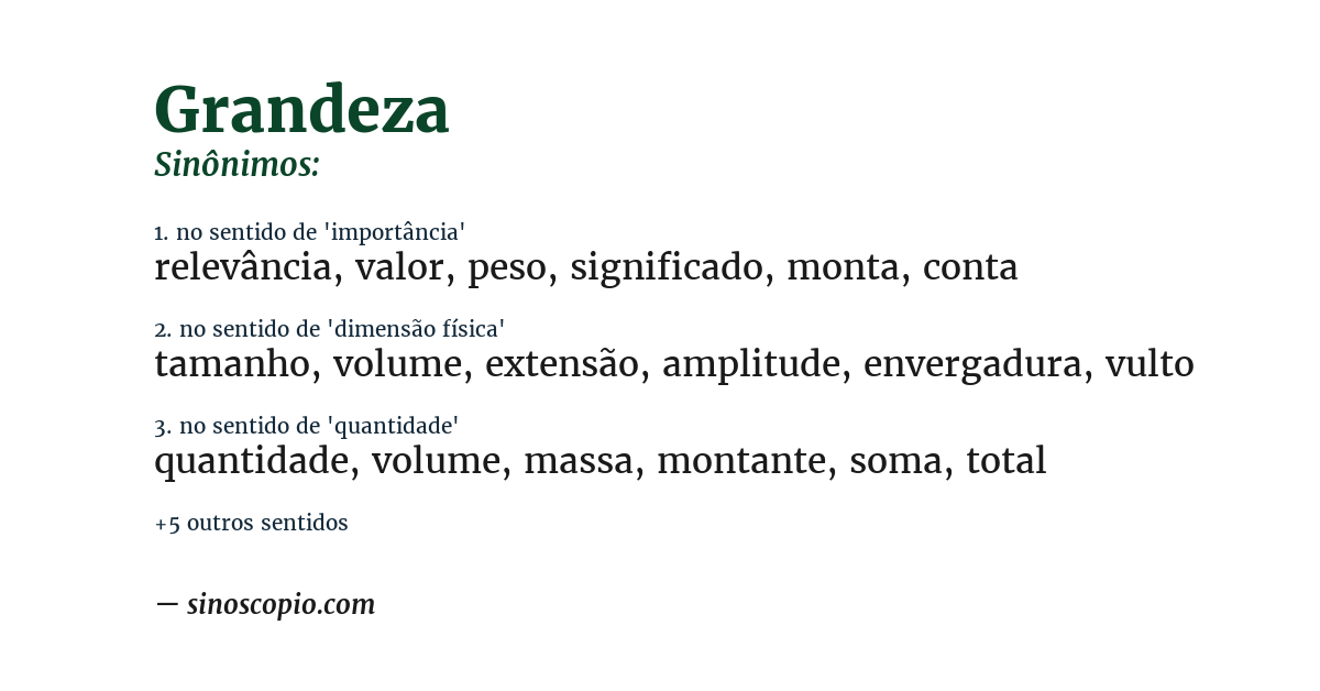 Sinônimo de grandeza